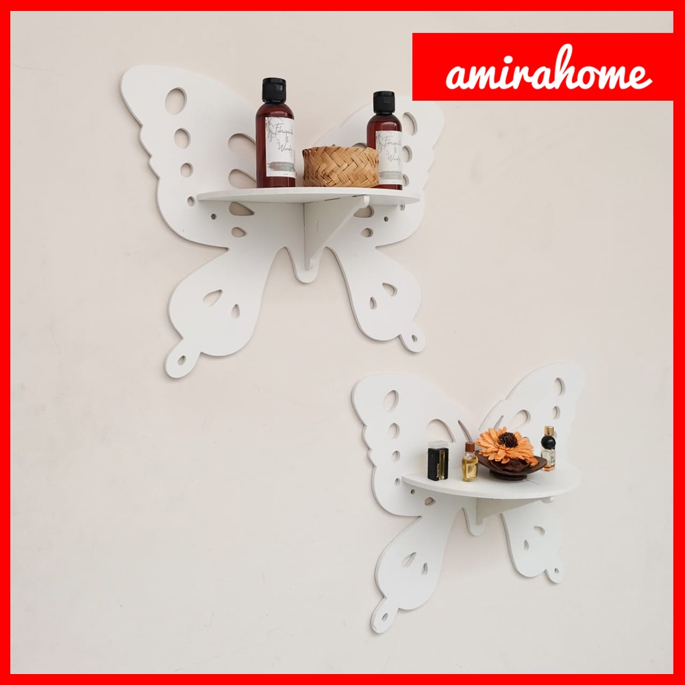 Rak Dinding Motif Kupu Kupu Decorative Rack / Rak Pajangan / Rak dekorasi Shabby chic vintage (1set isi 2)