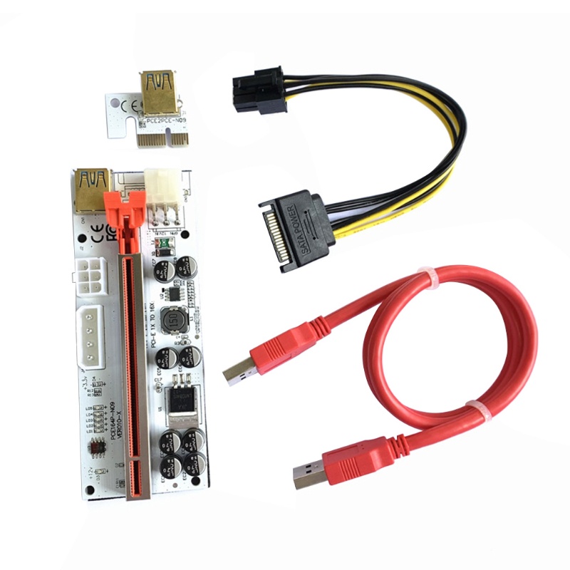 Btsg USB 3.0 PCI-E Riser Card PCI VER010-X Untuk Express 1X Ke 16X Adaptor 6Pin Kabel Listrik Untuk BTC Bitcoin Mining