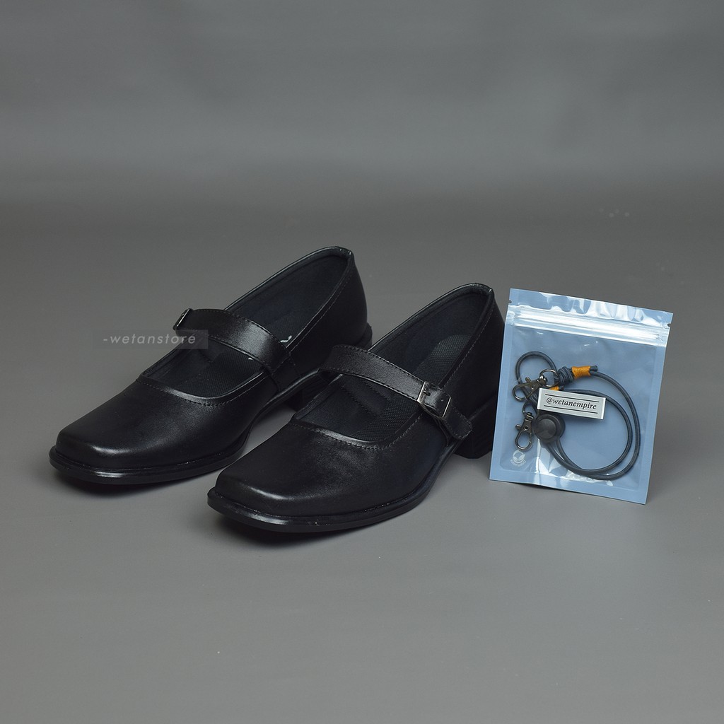 SEPATU Paskibra Pantofel Wanita Hak 3cm Dinas Polri TNI KOWAL KOWAD Bahan Kulit Hitam Ukuran Besar