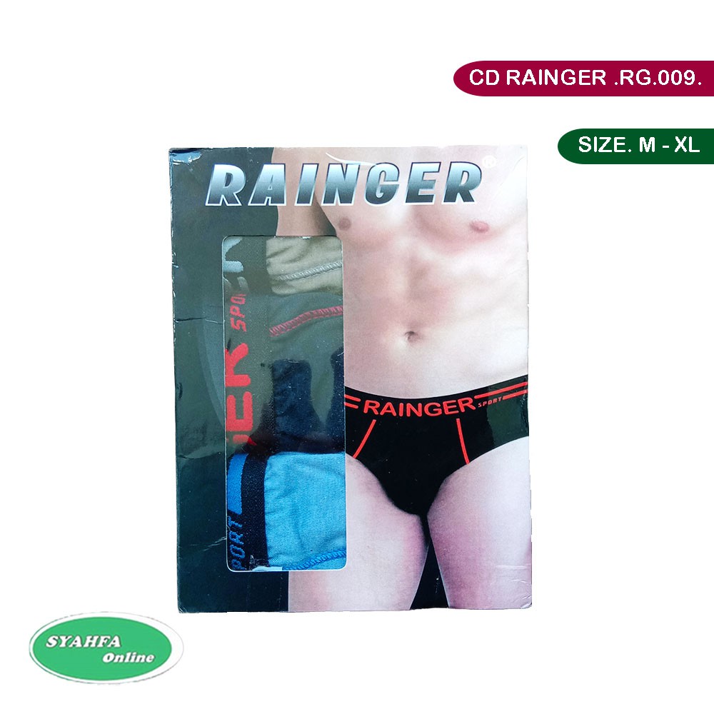 [3 pcs] CD RAINGER RG 009 | Celana Dalam Pria Karet Boxer Box Hitam TOKO KL