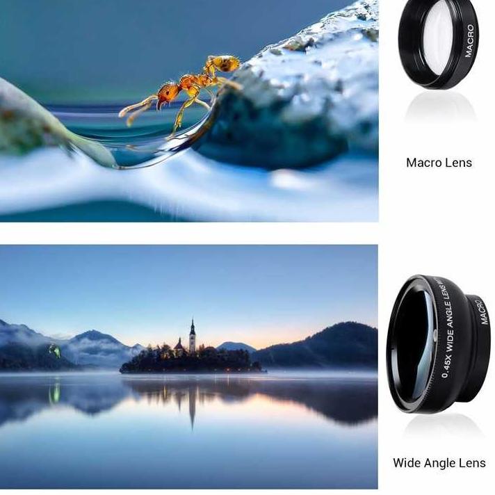 hku Lensa HP Fotografi Super Lebar Wide Angle Lens 0.45x + Macro 12.5x Untuk Smartphone Titangadget ,-6