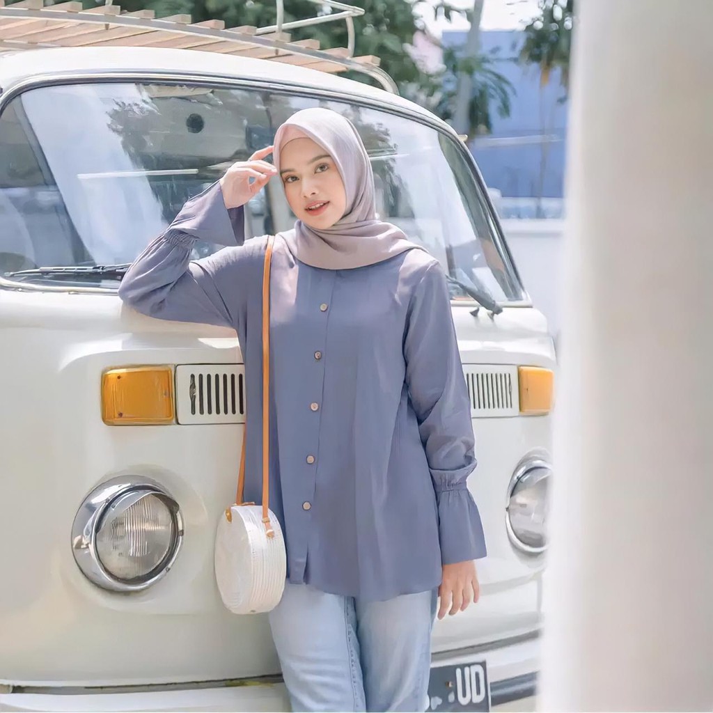 LD 120 ( Fit to 3XL ) Atasan blouse wanita lengan panjang Atasan big size rayon twill Inayah blouse-1