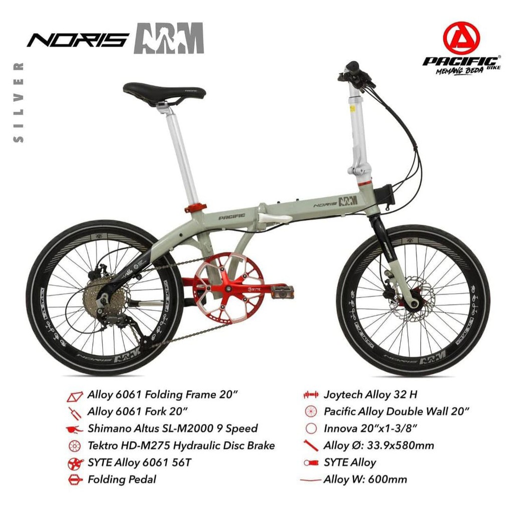 Sepeda Lipat 20 inci Pacific Noris ARM Alloy 9 speed (Ekspedisi)
