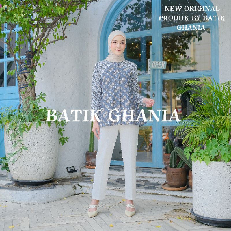 BLOUSE BATIK ATASAN BATIK WANITA LENGAN PANJANG KANCING DEPAN MOTIF KOTAK SENOO