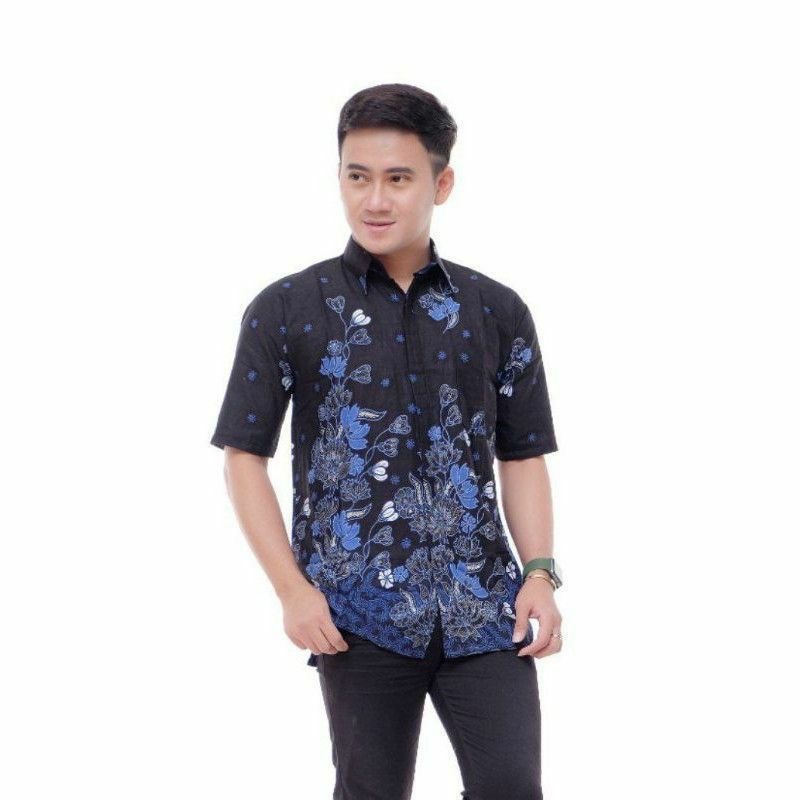 baju batik pria lengan pendek terlaris M L XL Kemeja batik pria sakura