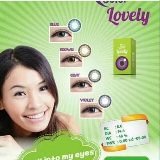 Softlens LIVING COLOR LOVELY DIA 14.40mm NORMAL MINUS BLACK GREY BROWN BLUE  (-0.50 S/D -3.00) //Lensa  Kontak/Lensa  Kontak/BS