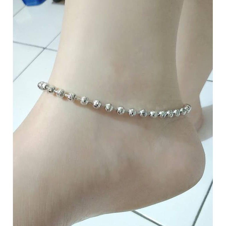 Free Ongkir Gelang Kaki Perak 925 Lapis Emas Putih/Gelang Biji Silver 925 Asli