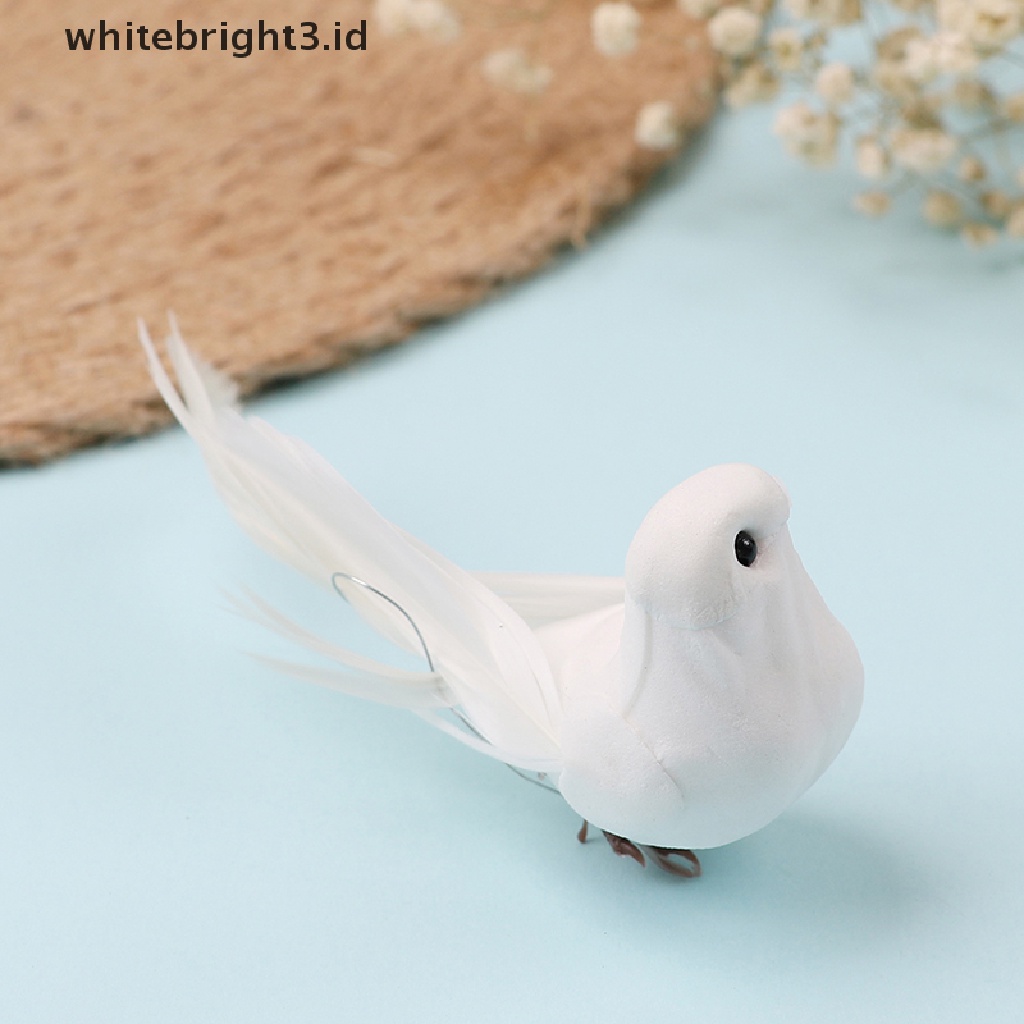 (whitebright3.id) 1pc Mainan Burung mini Imitasi Bahan Busa + Bulu Untuk Dekorasi