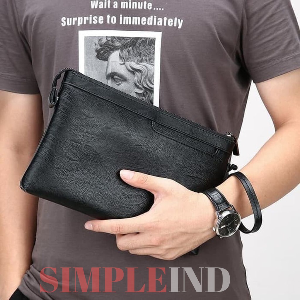 Clutch Handbag Cowok Tas Tangan Kulit Pria Keren Kekinian Premium