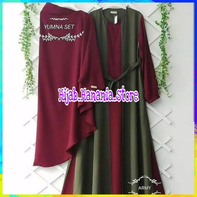 [MURAH] Baju Gamis Wanita Terbaru 2021 Yumna Syari Set Gamis Khimar Setelan Hijab Syari Gamis Set Hi