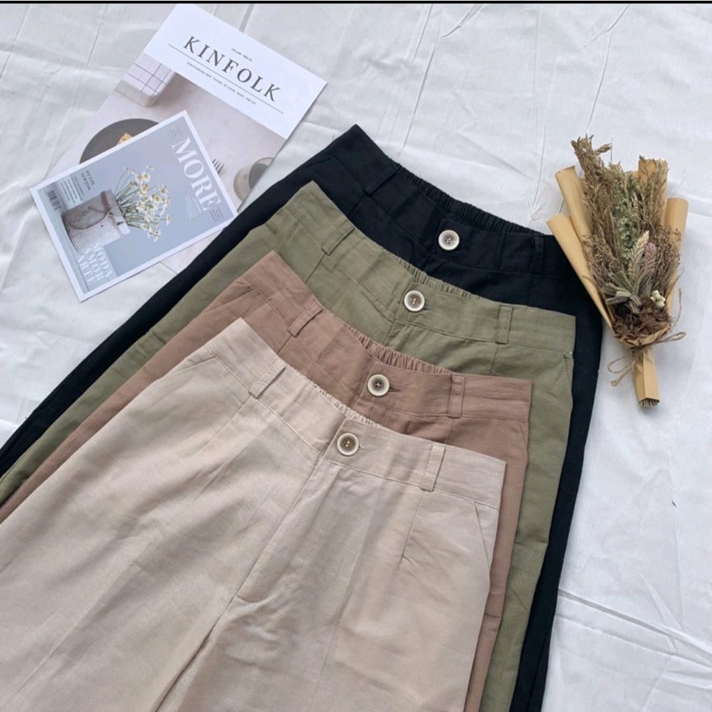 Highwaist Kulot Linen Premium Laura Slim Kulot Highwaist / Kulot Linen SEOUL / long pant linen / celana linen