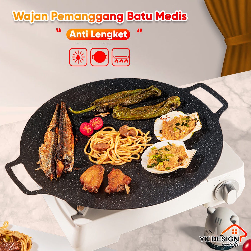 GRILLPLATE OMICKO Alat pemanggang / Tempat pemanggang bulat BBQ Piring pemanggang diameter 30CM