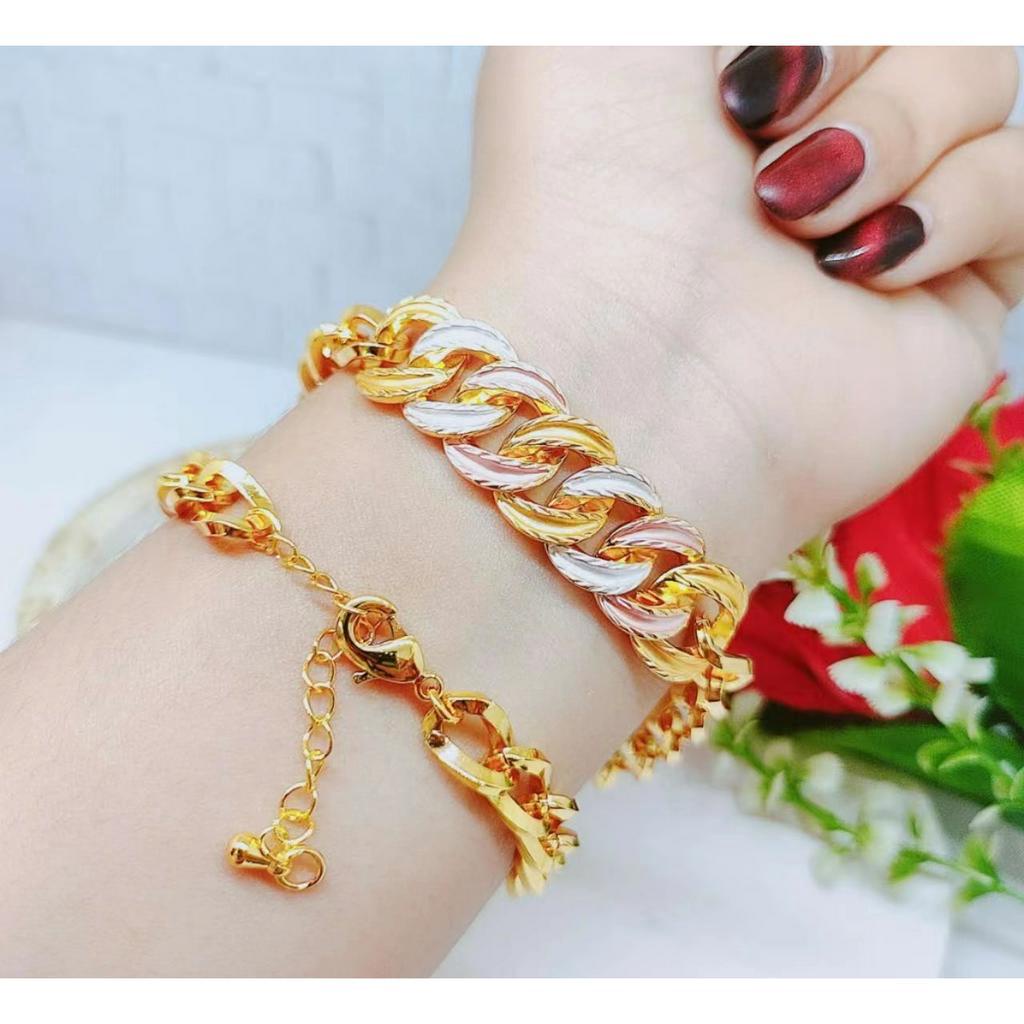 Gelang Xuping Rantai Kombinasi Lapis Emas Perhiasan Fashion R055
