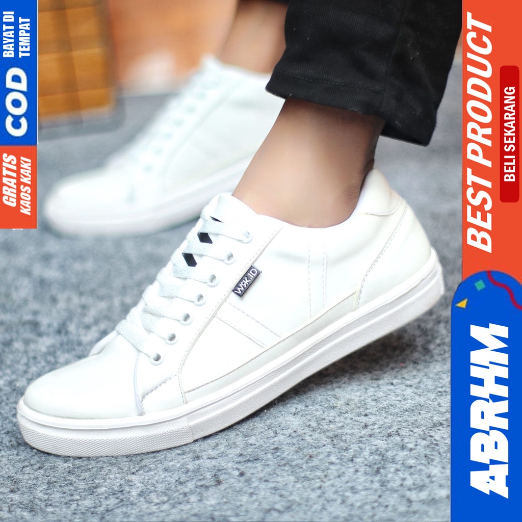 Sepatu Sneakers Pria Sepatu Casual Pria Kulit Pu Sepatu Kerja Kuliah Kondangan Sepatu Hitam Pria GUMO ABRHM