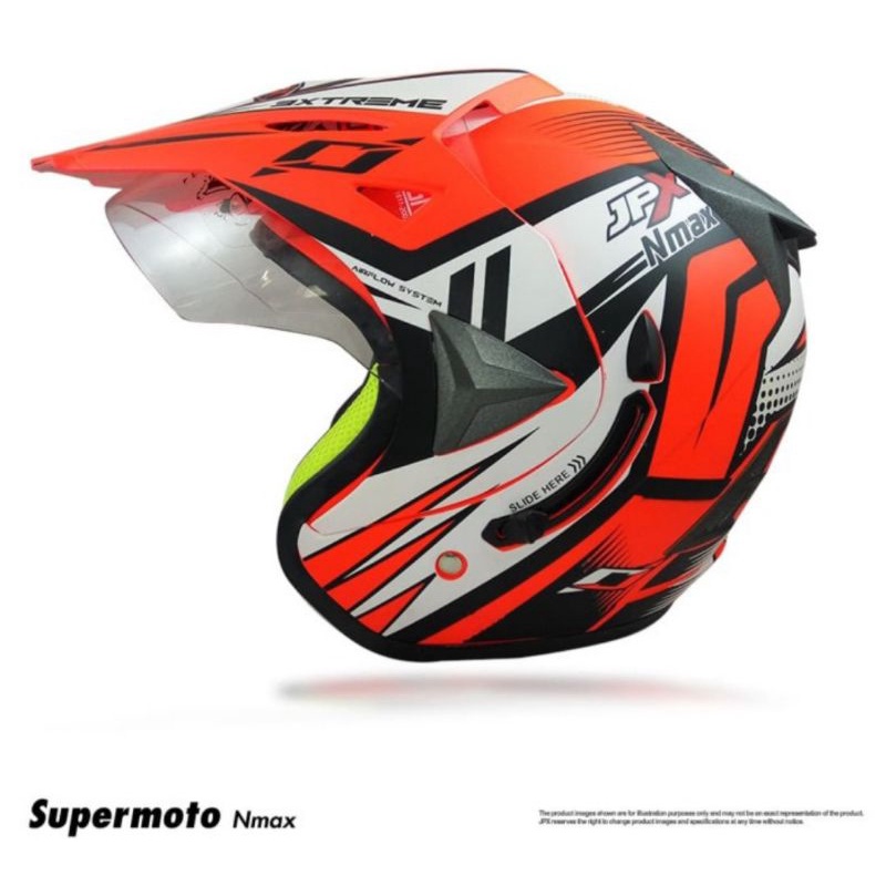 Helm Supermoto Helm semi cross JPX Nmax Merah Hitam Doff