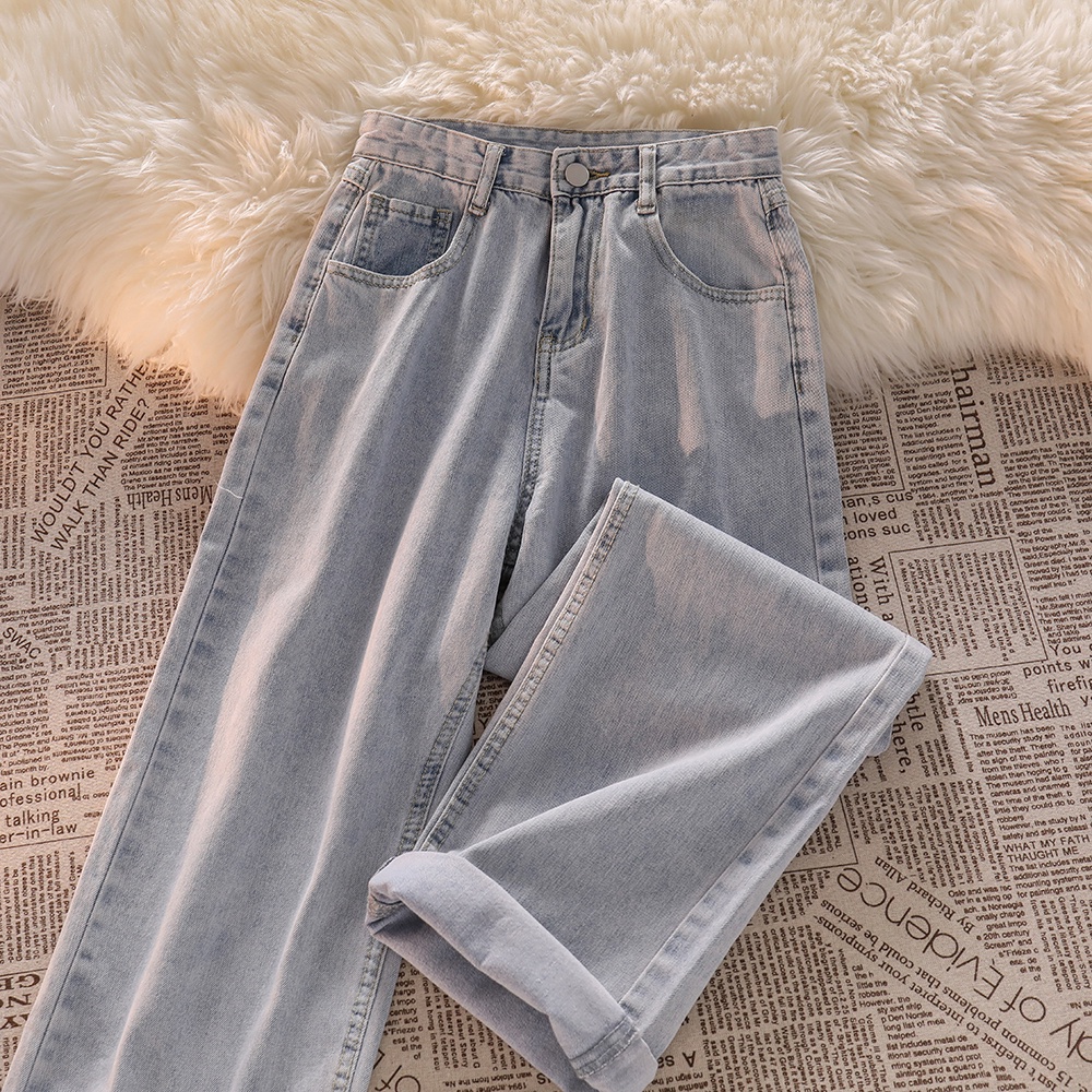 ✅COD JEANS HIGHWAIST PANTS  DENIM BLUE/APRICOT LOOSE KOREA（S-XXL）