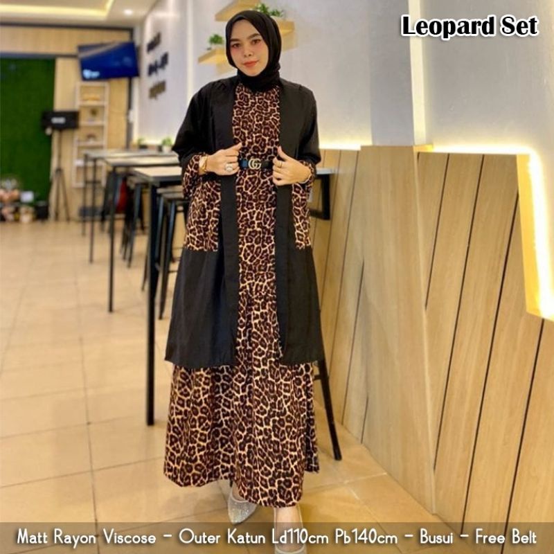 gamis set macan set maxy leopard set