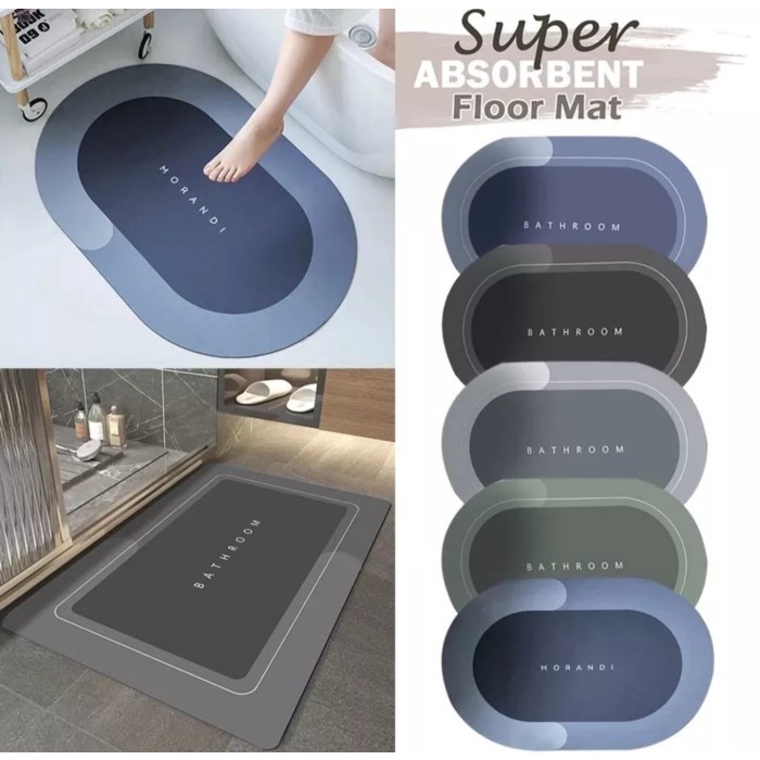 Keset Diatomite / Keset Kaki Kamar Mandi Nyerap Air Anti Bakteri Premium Anti Slip / Keset Batu Kamar Mandi