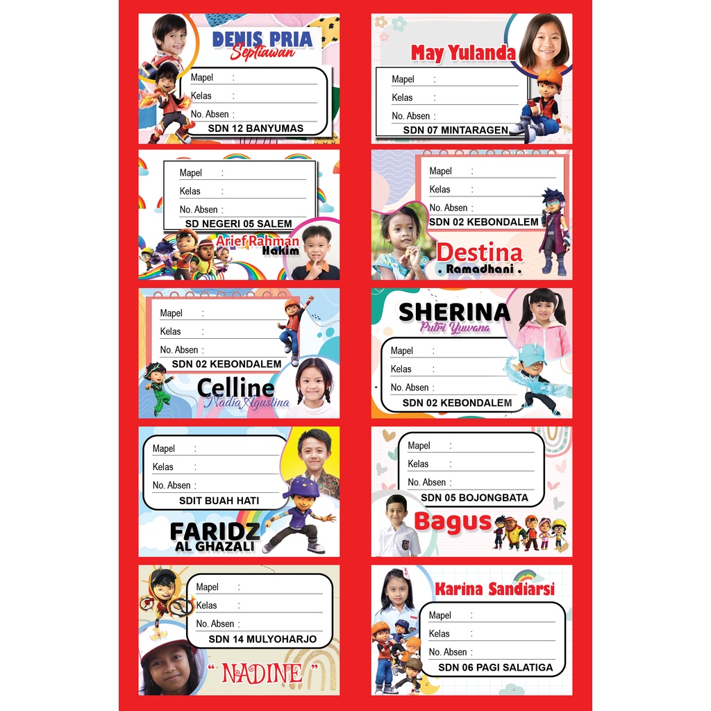 

Stiker Nama buku sekolah