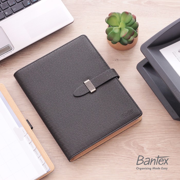 

(BISA COD) Buku Agenda Planner Cover Kulit Hitam Black Leather Bantex #7491 10