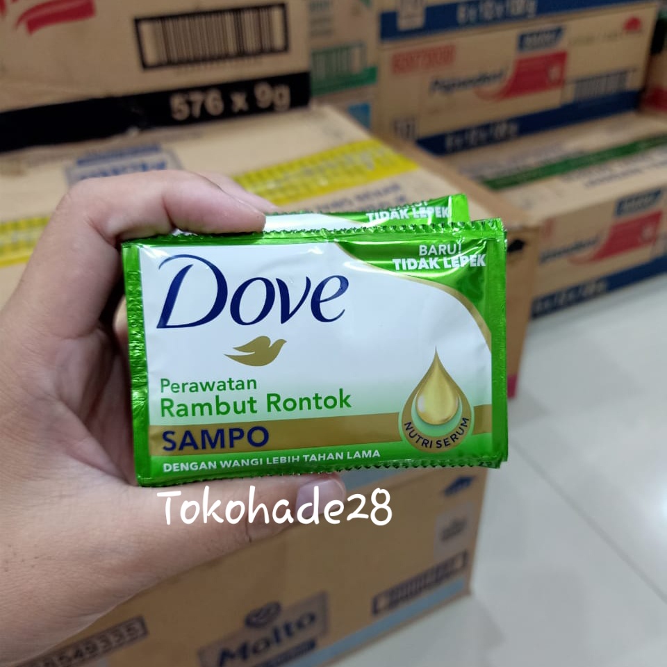 1 RENCENG Dove Shampo Kemasan Sachet 9ml Anti Dandruff Berkilau Rambut Rusak Rambut Rontok