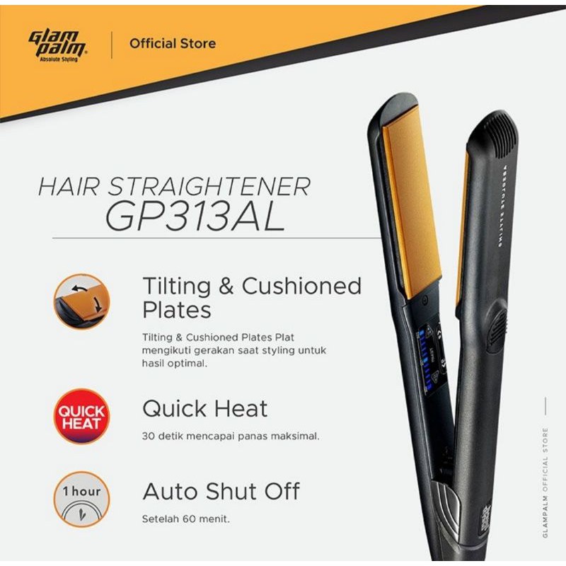 Glampalm GP 313 AL Hair Straightner - Black Original