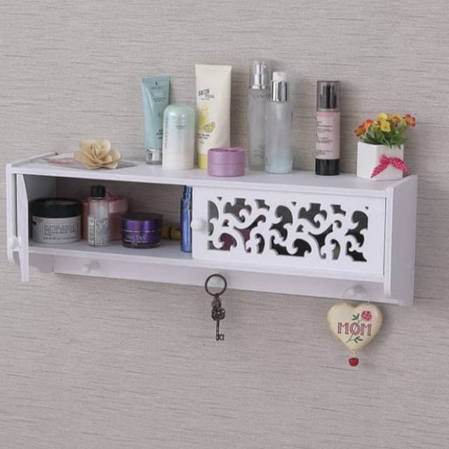 Rak Vintage, Rak Dinding Kosmetik Parfum, Ambalan Tempat Kunci , Gantungan Kunci,  Rak Bedak