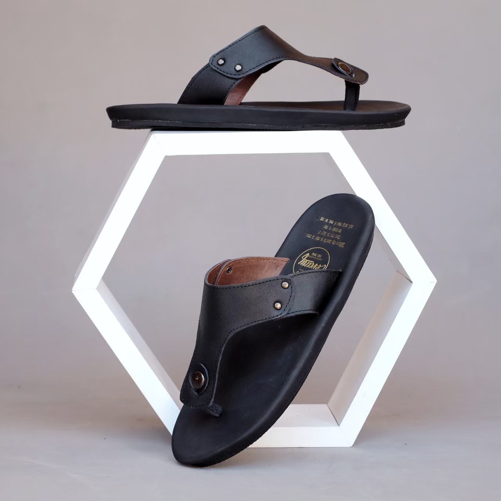 Sandal Cevany Clover Original Kulit Asli Sendal Jepit Pria Casual Flat Ori