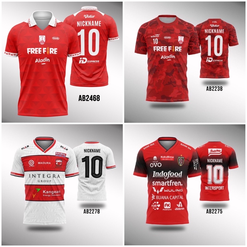 Kaos Jersey Sepakbola Liga Indonesia Bali United PERSIS Solo 2021 2022 2023 Madura United Baju Setel