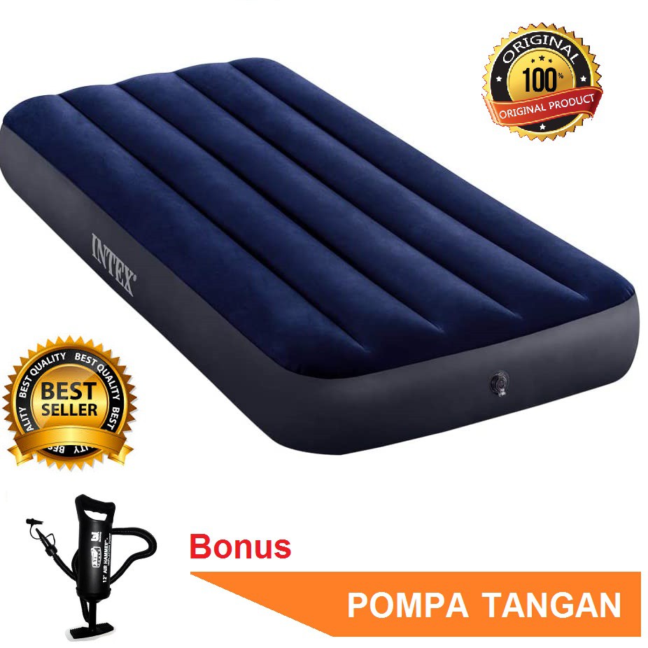 Jual Matras Angin Kasur Tidur Intex Classic Downy Air Bed 76 Cm Bonus ...