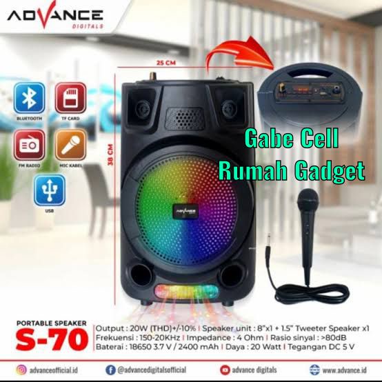 SPEAKER ADVANCE MIC S50 S60 S70 PORTABLE ADVANC ADVANS BLUETOOTH BLUTUT SPEKER WIRELESS