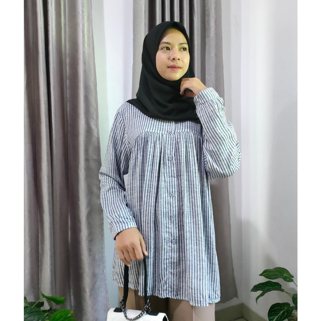 Kemeja Kotak Wanita / Blouse Kotak Rayon / Atasan Kotak Rayon Wanita