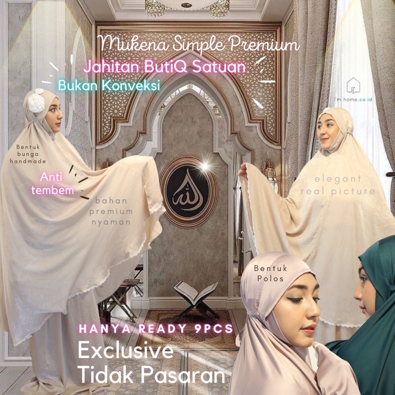 Mukena premium ✨ ANTI TEMBEM IMHOME limited edition only 9pcs Ready mukena exslusive simple elegant cantik mewah murah jahitan butik bahan sutra silk halus jatuh adem nyaman terbaru 2022 lebaran iful fitri sholat ied fashion daily sutra jatuh renda bordir