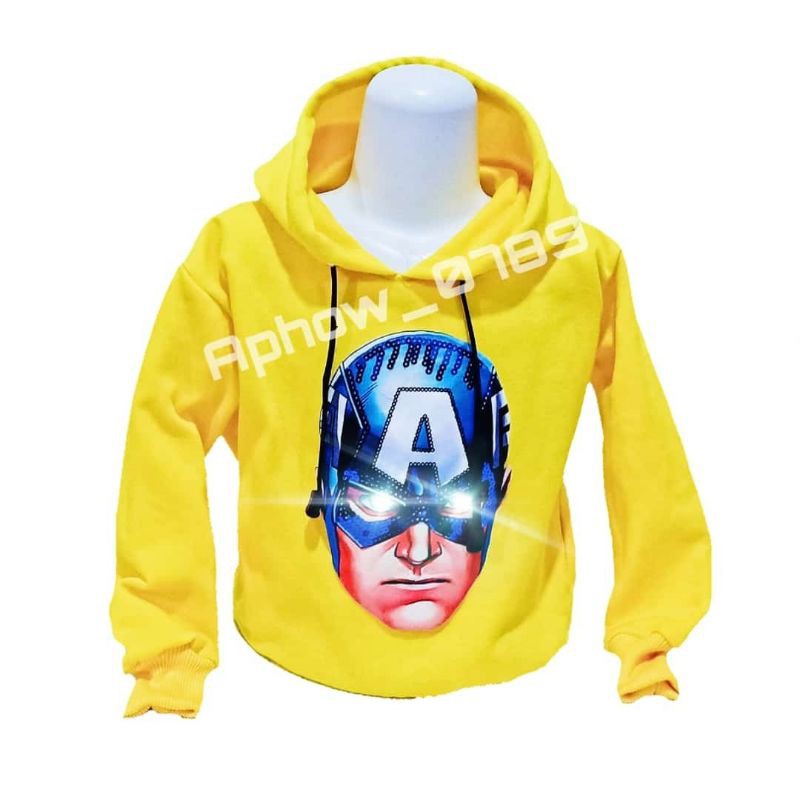 Jaket sweater Hoodie anak laki-laki karakter superhero LED | real pict | Usia 2-9thn