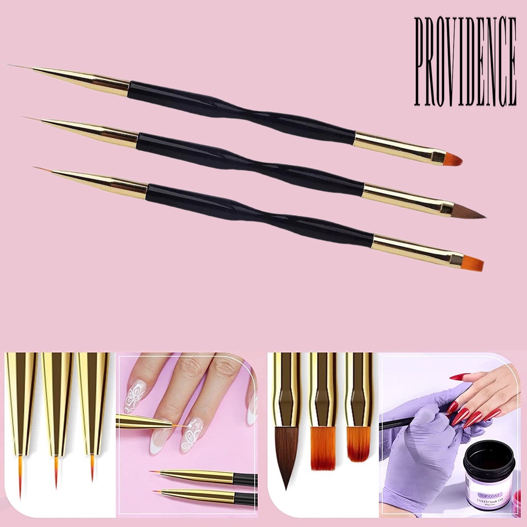 Providence 3Pcs / Set Brush Dotting Pen Nail Art Bulu Lembut Gagang Plastik