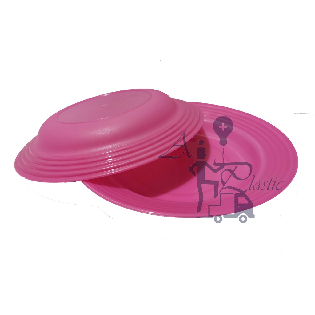 Piring Makan Bahan Plastik Harga Satuan Termurah BerKualitas-PinkMuda 1pcs