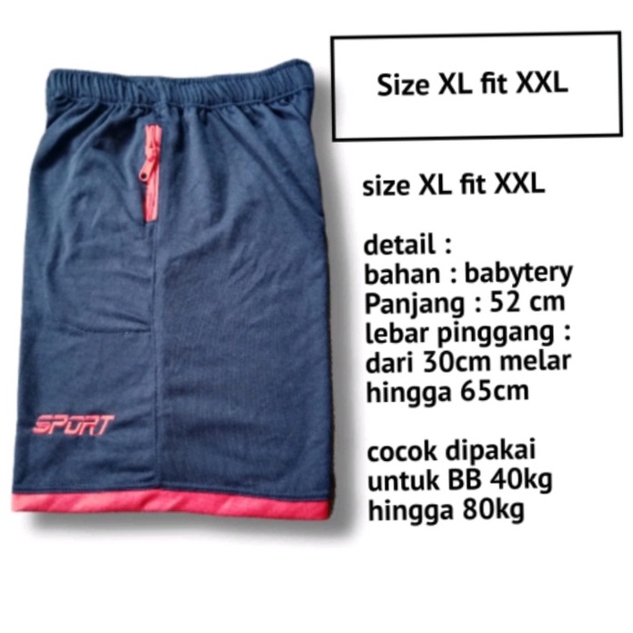 Celana Pendek Pria Motif Misty Kaos Sport Size XL fit XXL