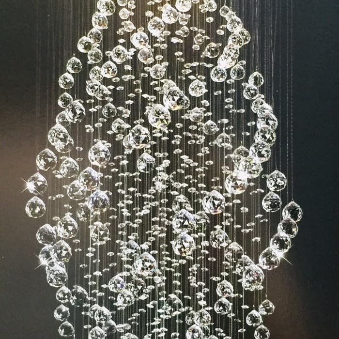 LAMPU CRISTAL PLAFON GANTUNG HIAS LED 3 WARNA WARNI