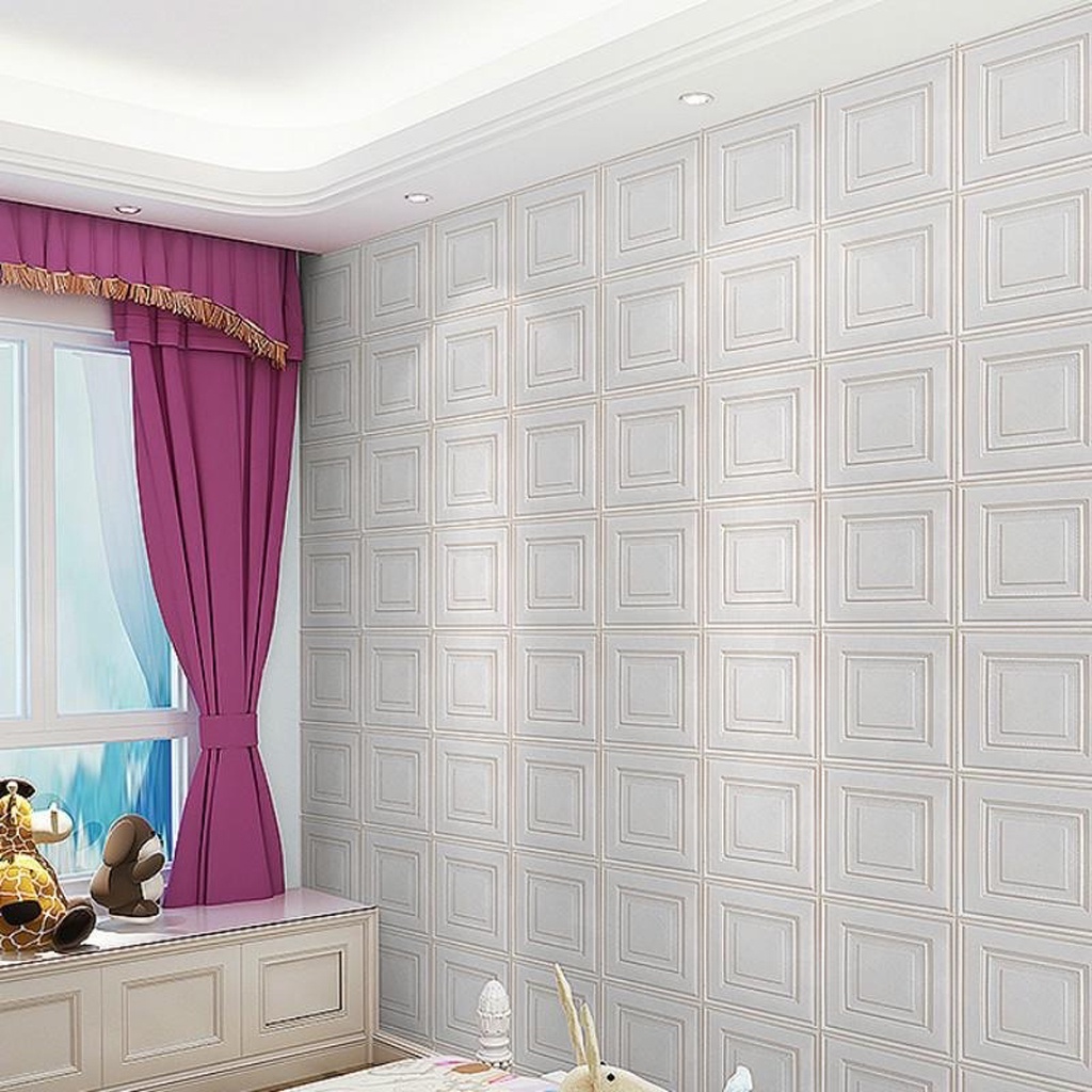 ❤GTB❤ Wallpaper Dinding Stiker Wallfoam 3D Sticker Dekorasi Kamar Rumah Murah Motif Kotak R781