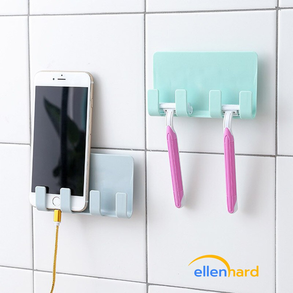 Gantungan Tempel Hp Smartphone di Dinding Kamar Mandi Hanger Bracket 4 Hook