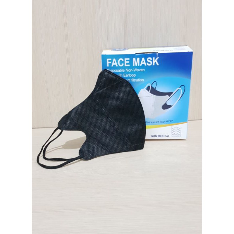 Duckbill hitam putih merk Facemask 1box isi 50pc