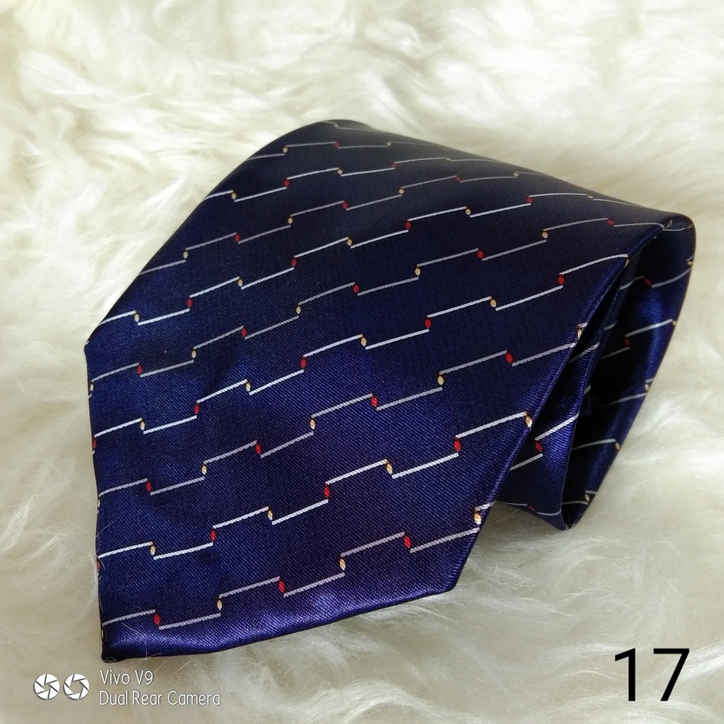 Dasi Panjang Pria Ukuran Besar Lebar 10 Cm Bahan Polyester Satin Motif Warna Biru