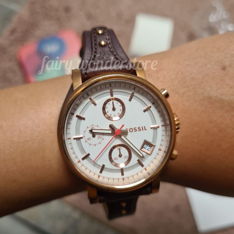 JAM FOSSIL WATCH BOYFRIEND RAISIN ROSE GOLD ES3616 ORIGINAL