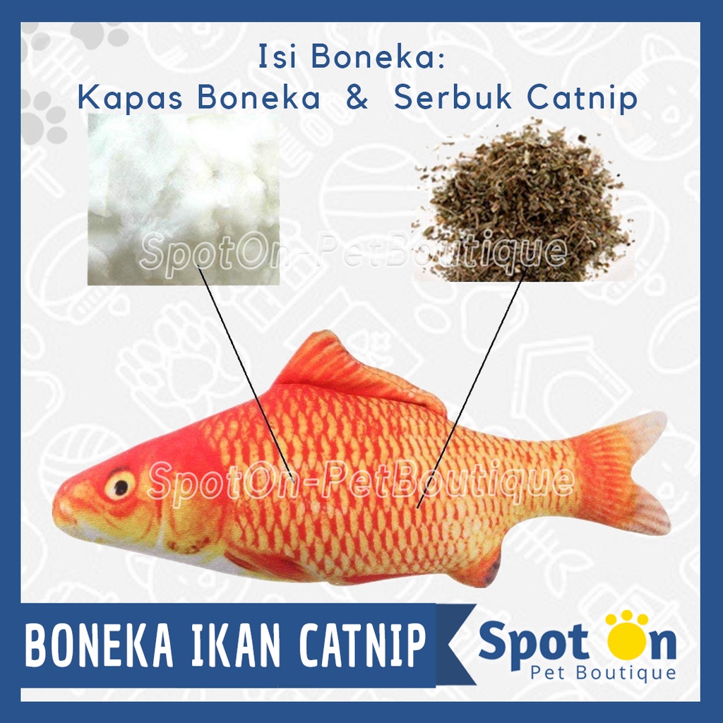 Boneka Catnip Ikan Mainan Kucing | Bantal Isi Catmint Kucing | Cat Toys