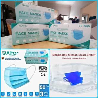 MASKER 3PLY 1BOX ISI 50PCS DAN 10PCS FACE ALTOR