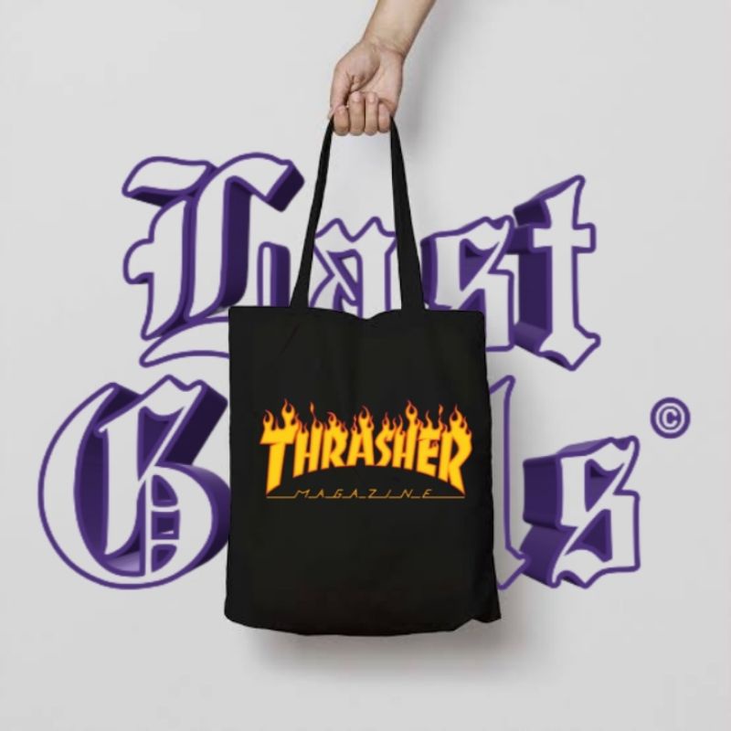 tote bag THRASHER / tote bag resleting / tote bag pria / tote bag wanita / tas tote bag distro / tot