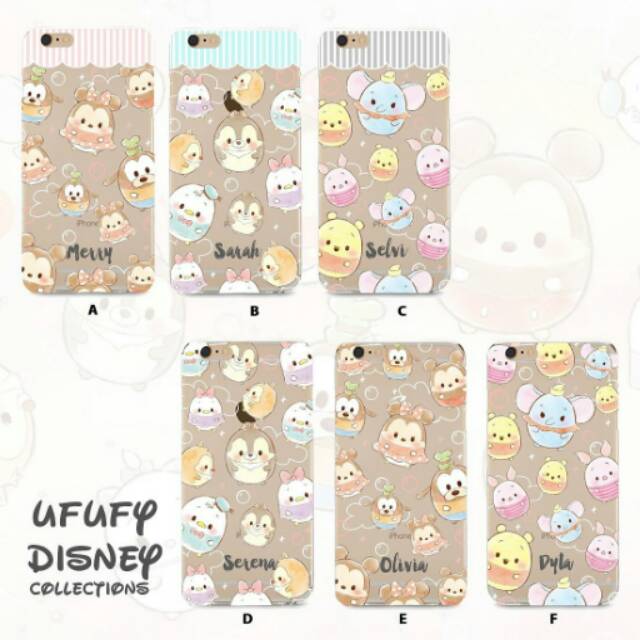 Custom case disney ufufy bisa kasih nama soft case transparan