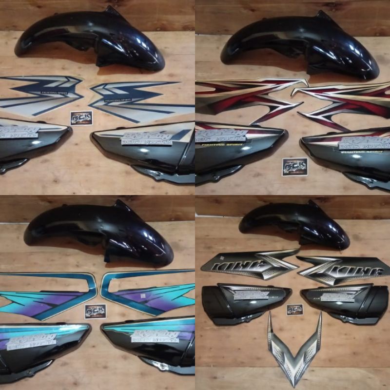 Cover Bok aki tepong aki Yamaha RX king + Spakbor depan Vixion old PNP Yamaha RX King plus striping 