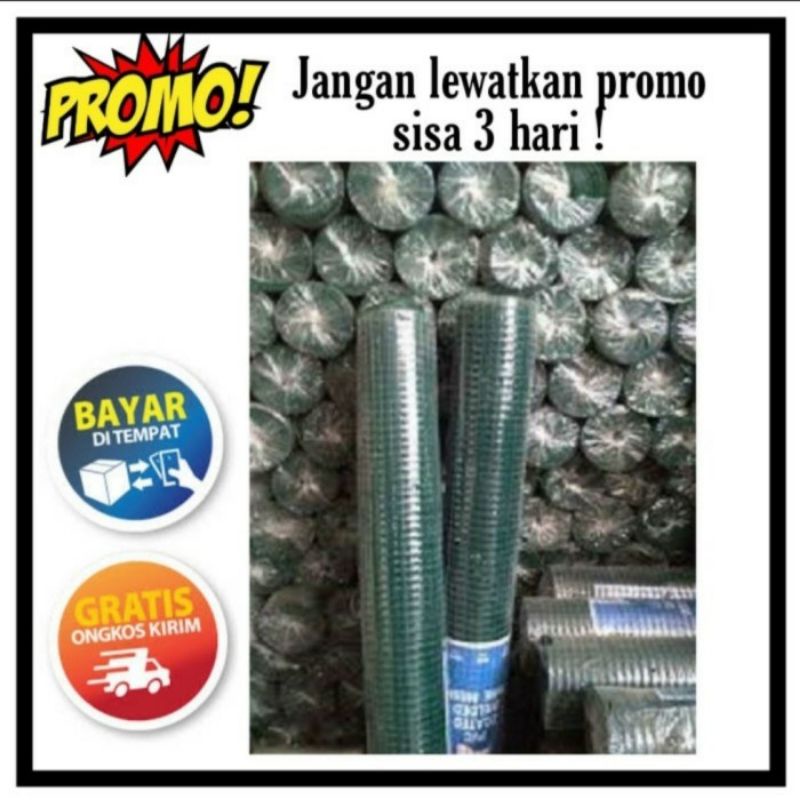 Kawat loket pvc 1/2 inch kawat ram pvc ayakan kandang burung 1/2" x 10 meter kawat hijau anti karat 