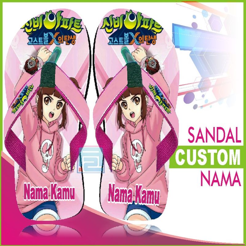 Sandal custom nama anak/dewasa karakter Shinbi GRATIS custom suka suka